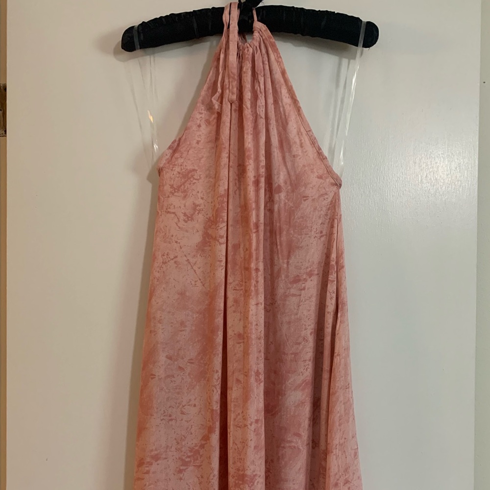 Lightweight Rayon Pink Halter Neck Maxi Dress or Beach Coverup